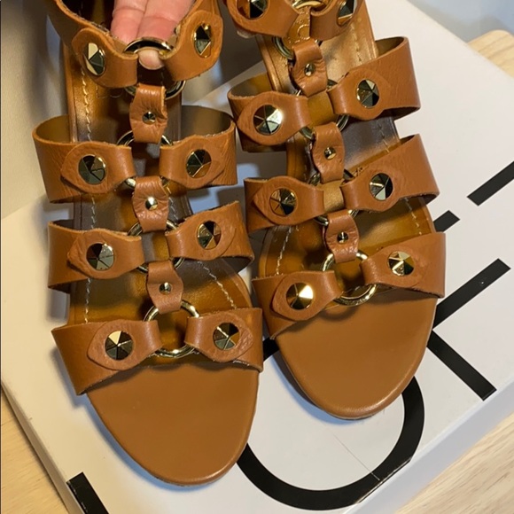 Ann Taylor Loft Studded Leather Wedge Sandals - Picture 9 of 12